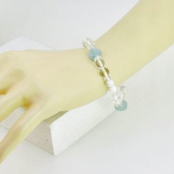 画像9: アクアマリン&ハウライト&水晶 ブレスレット