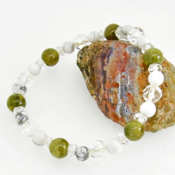 画像5: グリーンガーネット×ハウライト ブレスレット