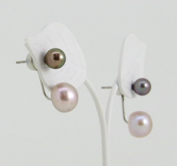 画像9: チタン&ステンレス　アコヤ・淡水パール2wayピアス