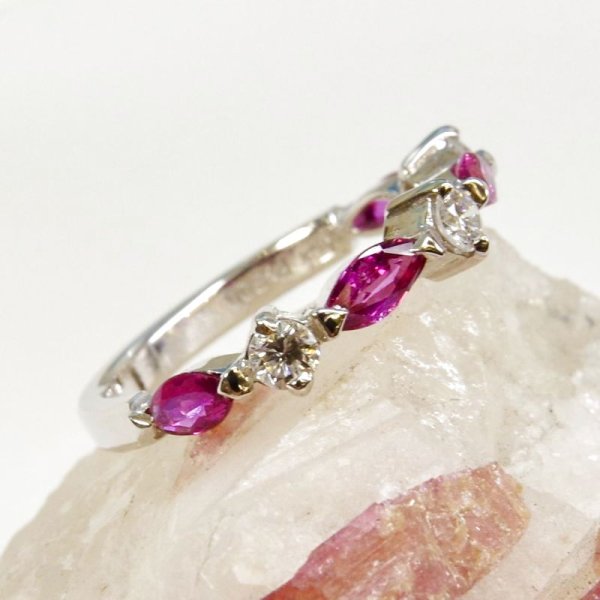 画像9: Pt900マーキスルビー、ダイヤ入りファッションリング