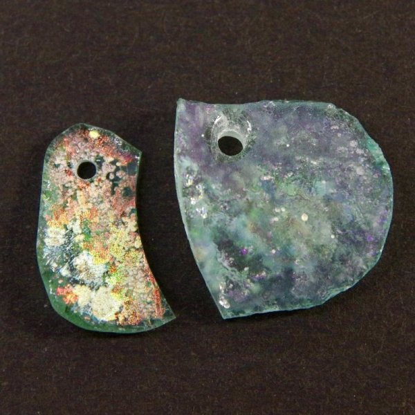 画像7: 【穴あき】古代ガラス　破片　２枚セット