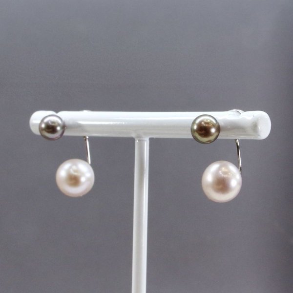 画像17: チタン&ステンレス　アコヤ・淡水パール2wayピアス