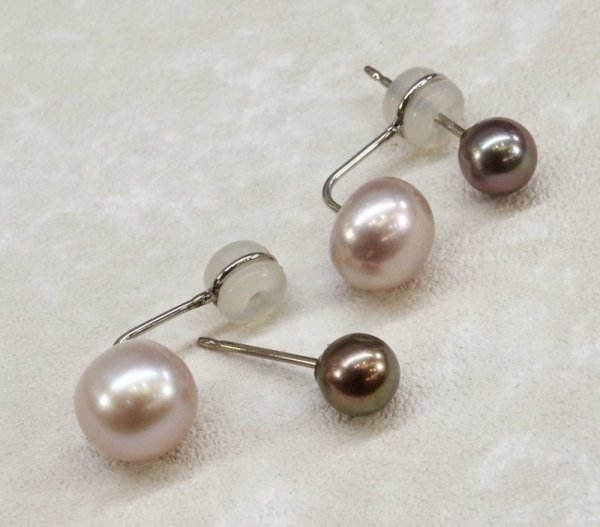 画像15: チタン&ステンレス　アコヤ・淡水パール2wayピアス