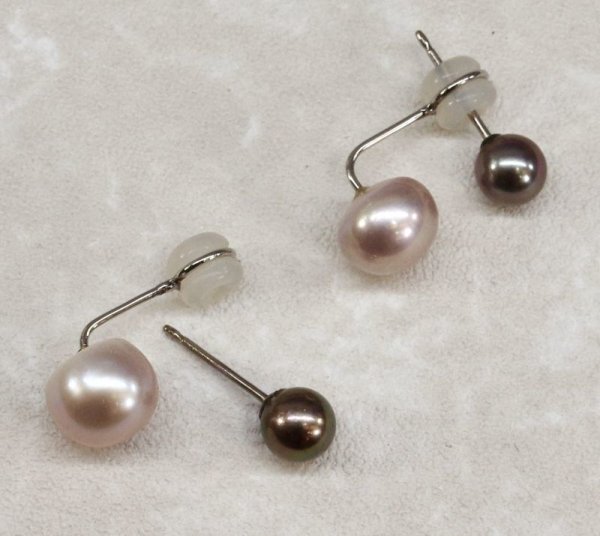 画像14: チタン&ステンレス　アコヤ・淡水パール2wayピアス