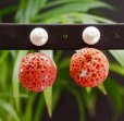 画像1: チタン&ステンレス　す玉サンゴ　淡水パール2wayピアス (1)