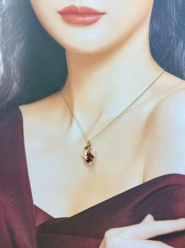 画像5: K18ガーネット×水晶ブリオレットカットネックレス