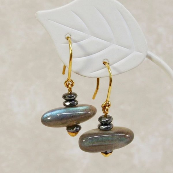 画像11: K18ラブラドライト×ヘマタイトピアス