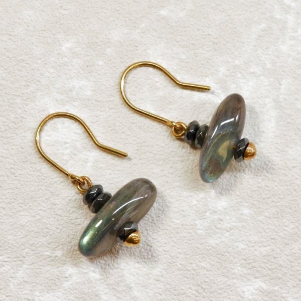 画像10: K18ラブラドライト×ヘマタイトピアス