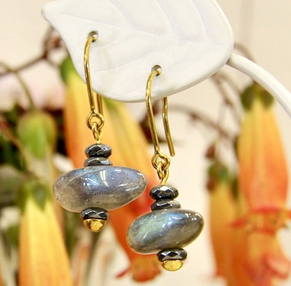 画像8: K18ラブラドライト×ヘマタイトピアス