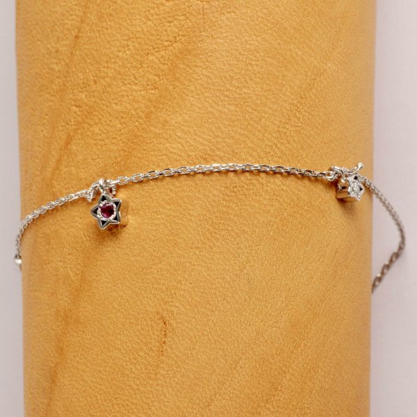 画像6: Ptルビー・ダイヤモンド 星形チャーム付きチェーンブレスレット