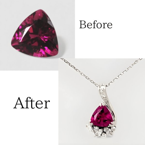画像1: 【オーダー例】Pt900ピンクトルマリンダイヤ入りペンダント制作