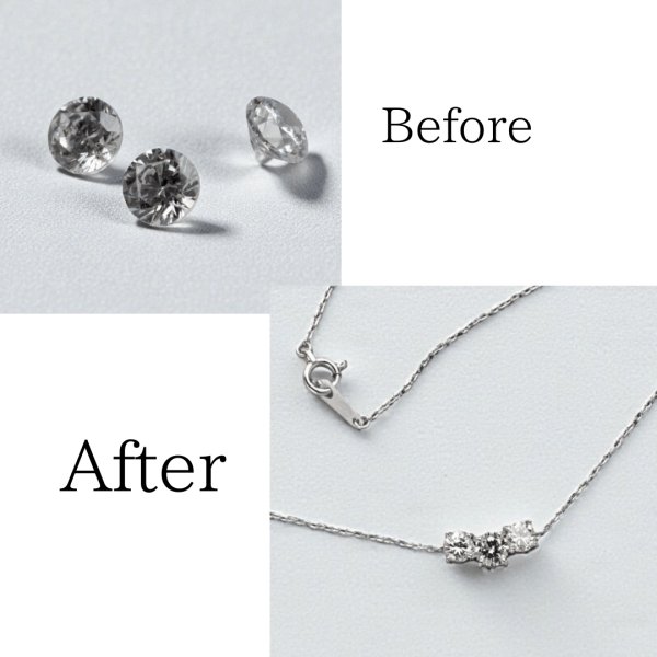 画像1: 【オーダー例】3粒ダイヤモンドのペンダント制作