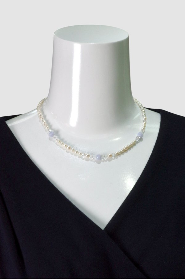 画像7: ブルーレース×淡水パールネックレス