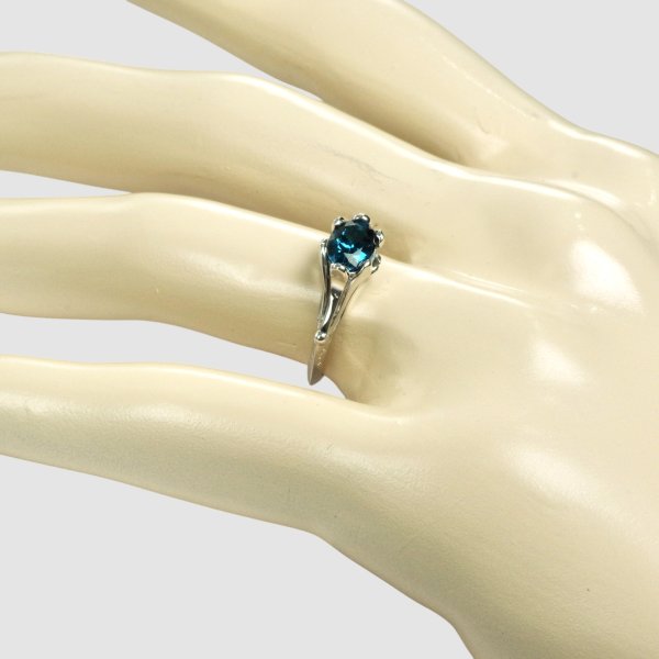 画像7: SV925 ロンドンブルートパーズ×百合モチーフリング