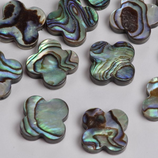 画像1: アバロンシェル 4枚花ルース 約16mm