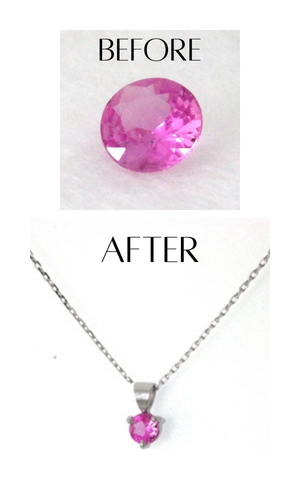 当店でお買い上げいただいたルースをペンダントネックレスにお仕立てしたオーダー例