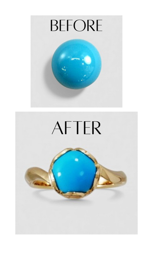 お客様持ち込みのルースを使ったK18リングのオーダー例