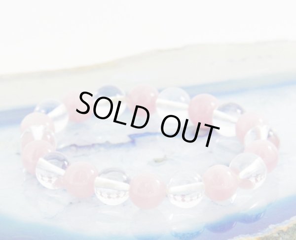 画像2: マダガスカルローズクォーツ&水晶ブレスレット (2)