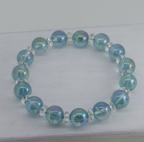 画像2: アクアオーラ&ボタン水晶　ブレスレット (2)