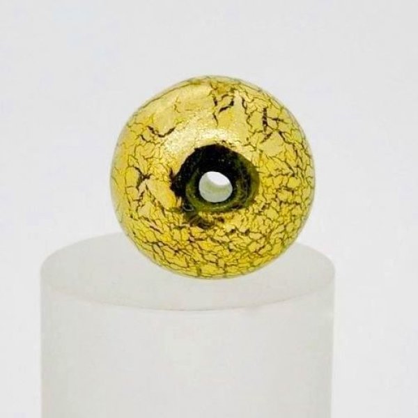 画像2: ベネチアンガラス　吹きガラス　丸玉　黒×金 (2)