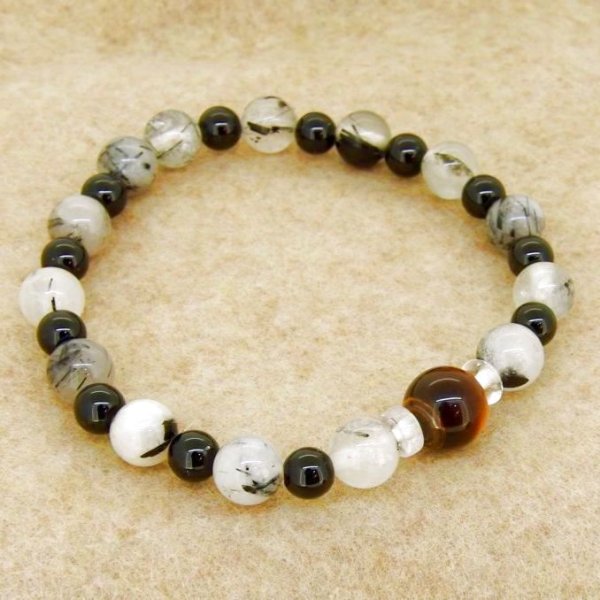 画像10: タイガーアイ&ブラックトルマリン ブレスレット (10)