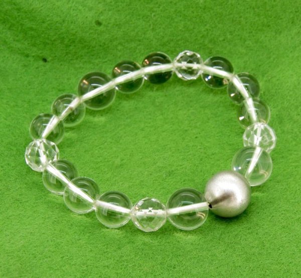 画像8: シルバーボール&水晶 ブレスレット (8)