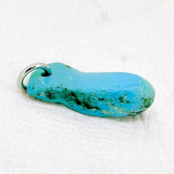 画像2: ラフ ターコイズ ペンダント 細 12月誕生石 (2)