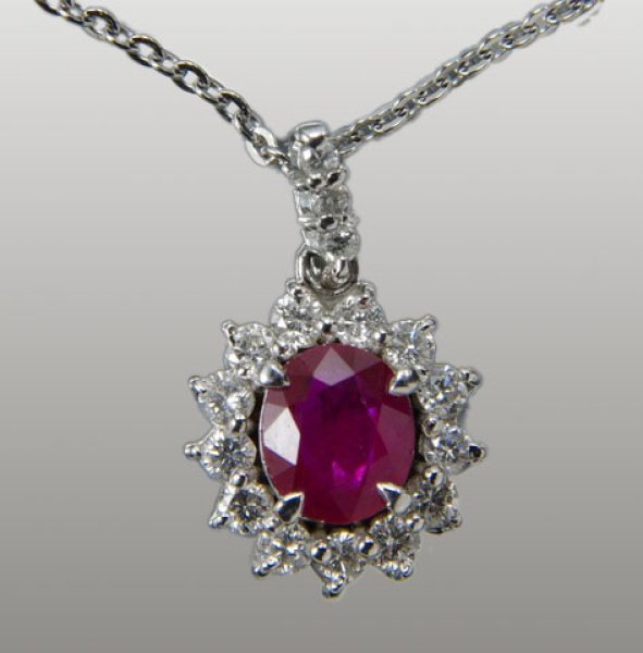 画像9: Ptルビー ダイヤ取り巻きペンダントネックレス (9)