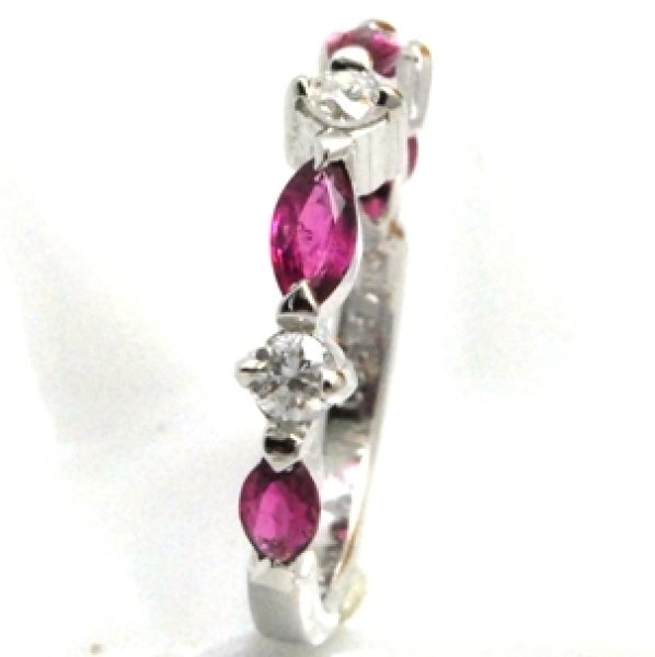 画像18: Pt900マーキスルビー、ダイヤ入りファッションリング (18)