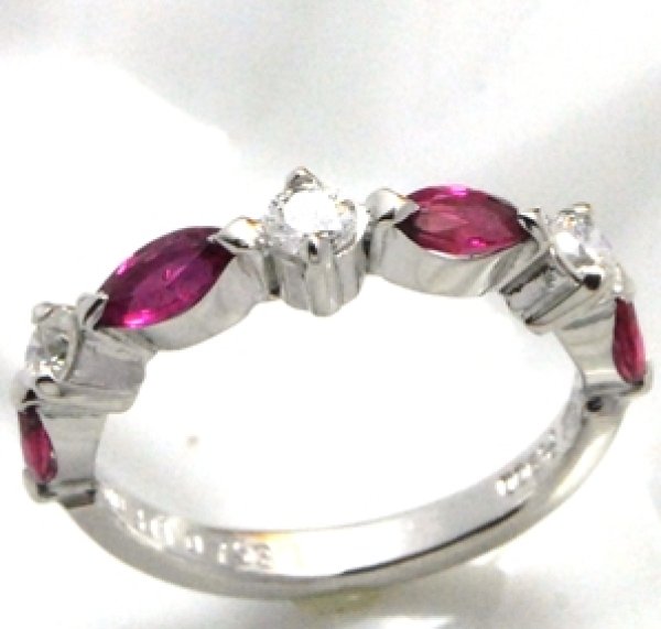 画像15: Pt900マーキスルビー、ダイヤ入りファッションリング (15)