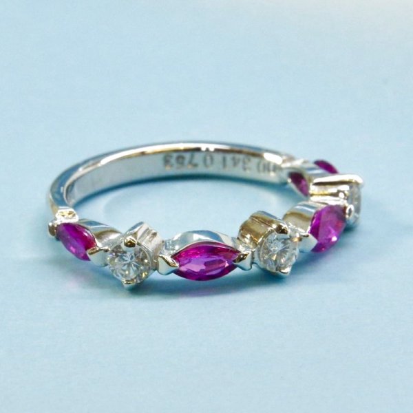 画像14: Pt900マーキスルビー、ダイヤ入りファッションリング (14)