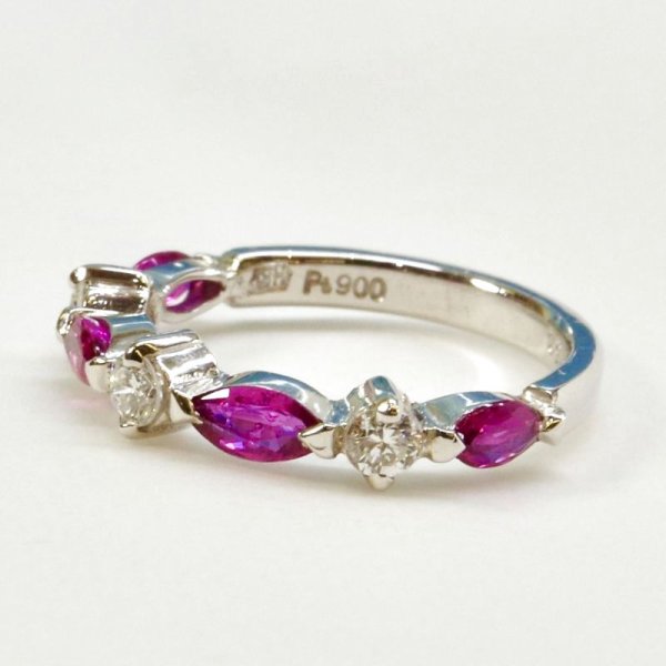 画像11: Pt900マーキスルビー、ダイヤ入りファッションリング (11)