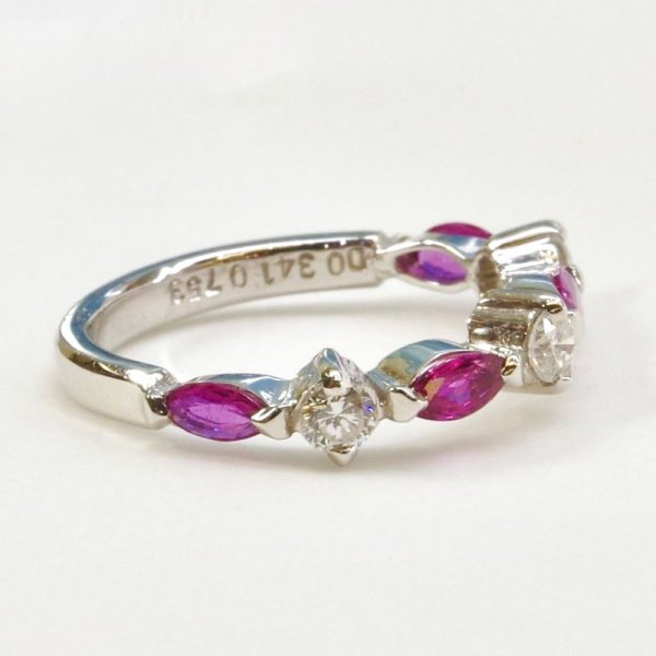 画像12: Pt900マーキスルビー、ダイヤ入りファッションリング (12)