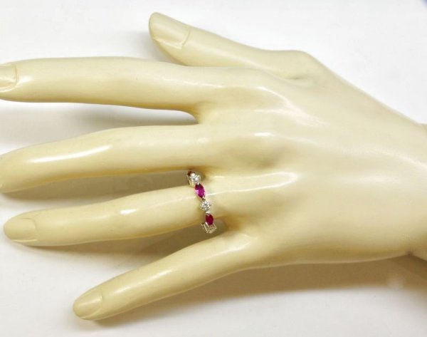 画像8: Pt900マーキスルビー、ダイヤ入りファッションリング (8)