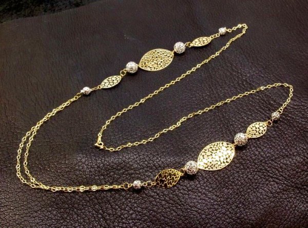 画像4: K18YG×K18WG ボールミックスロングネックレス (4)