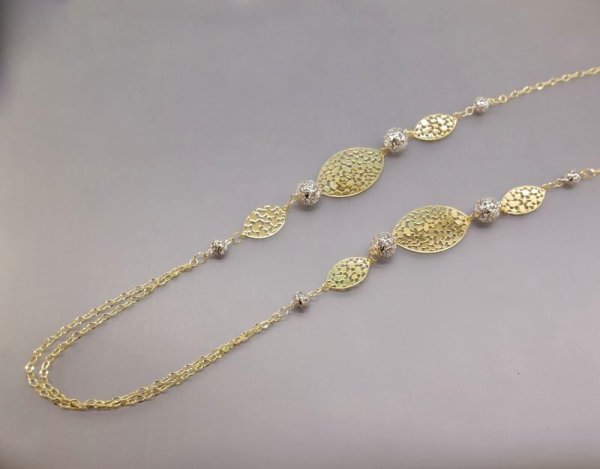 画像3: K18YG×K18WG ボールミックスロングネックレス (3)