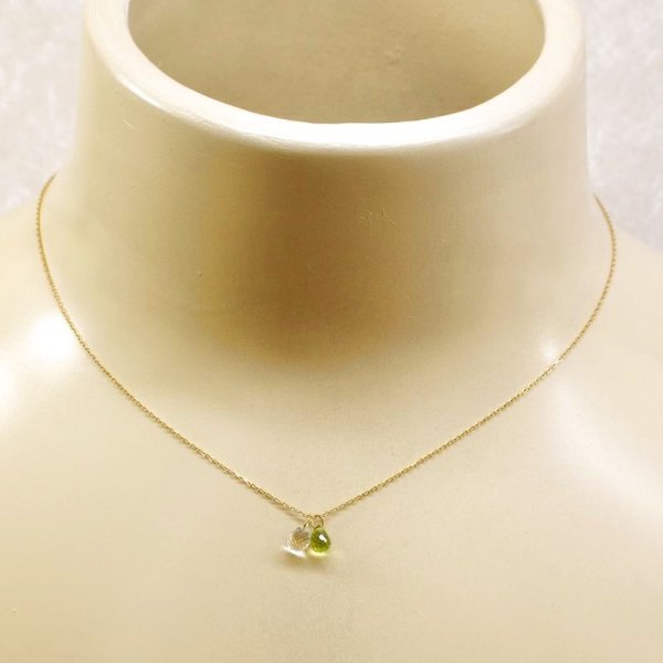 画像3: K10ネックレス ペリドット×クリアクォーツペンダント (3)