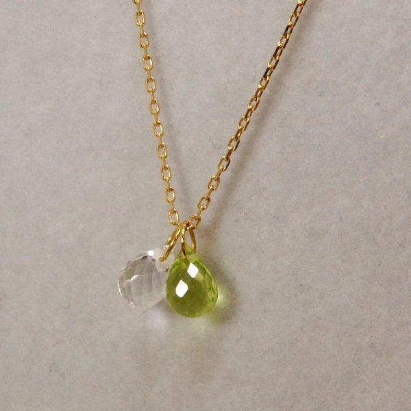 画像6: K10ネックレス ペリドット×クリアクォーツペンダント (6)