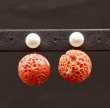画像3: チタン&ステンレス　す玉サンゴ　淡水パール2wayピアス (3)