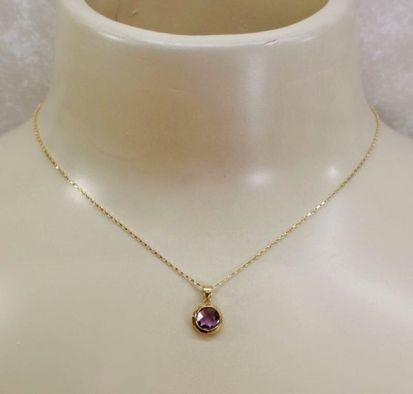 画像2: K18アメジストカットネックレス (2)