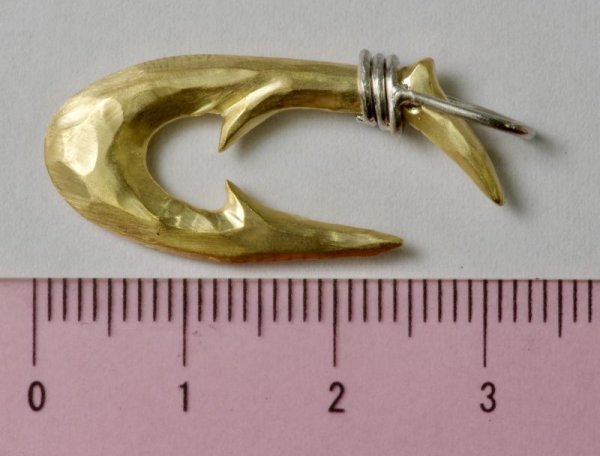 画像11: Pt900/K18 縄文釣り針 大 ペンダント (11)