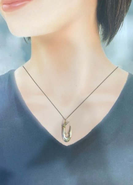 画像10: シルバー/K18 縄文釣り針 大 (10)