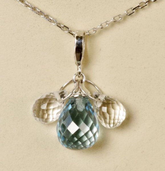 画像5: Pt900/K18WGブルートパーズ×水晶ブリオレットカットネックレス (5)