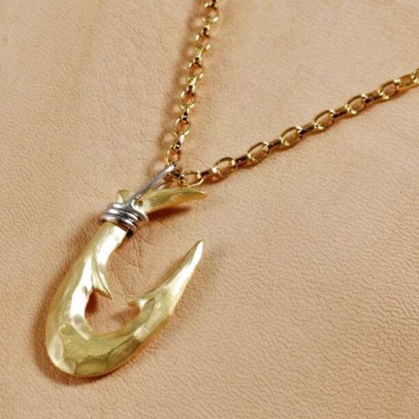 画像4: Pt900/K18 縄文釣り針 大 ペンダント (4)