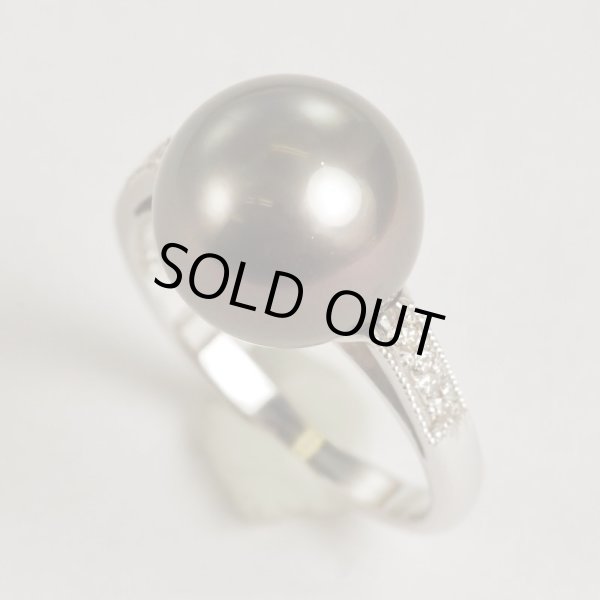 画像2: Pt900黒蝶パールリング (2)