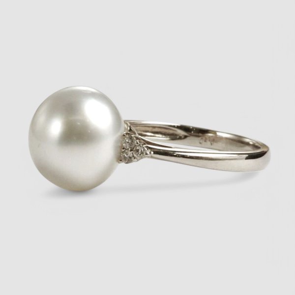 画像2: Pt900白蝶パールリング (2)