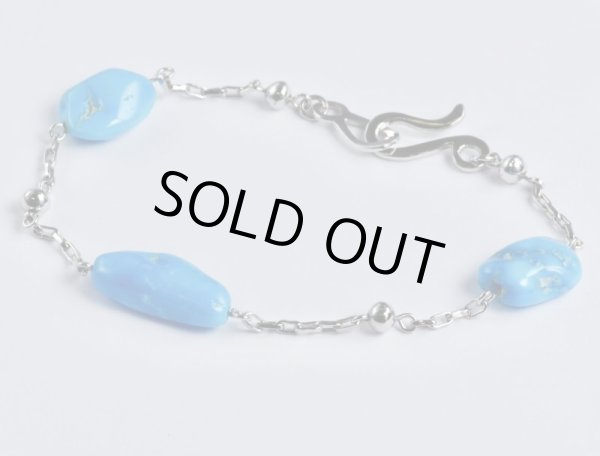 画像2: Pt900 アリゾナターコイズブレスレット (2)