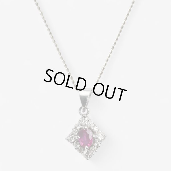 画像2: Pt900/K18WG ルビー・ダイヤ入りペンダントネックレス (2)