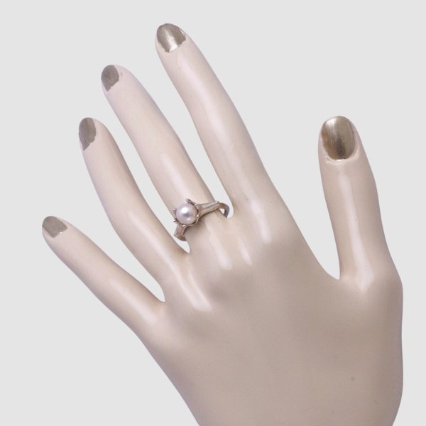 画像6: SV925 アコヤパール×百合モチーフリング (6)