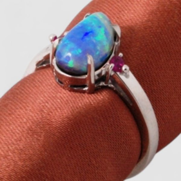 画像6: 【オーダー例】K18WGボルダーオパールリング制作 (6)